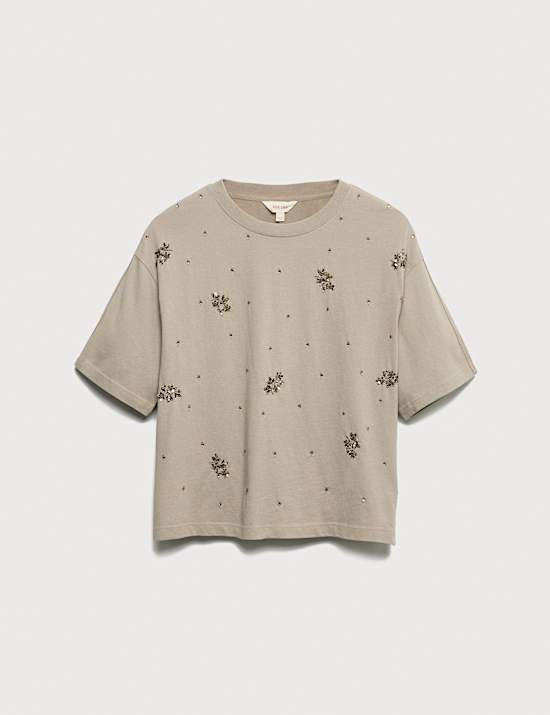 Pure Cotton Embellished T-Shirt
