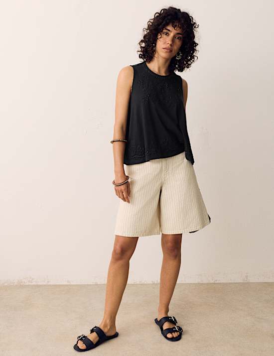 Cotton Rich Embellished Trapeze Vest Top