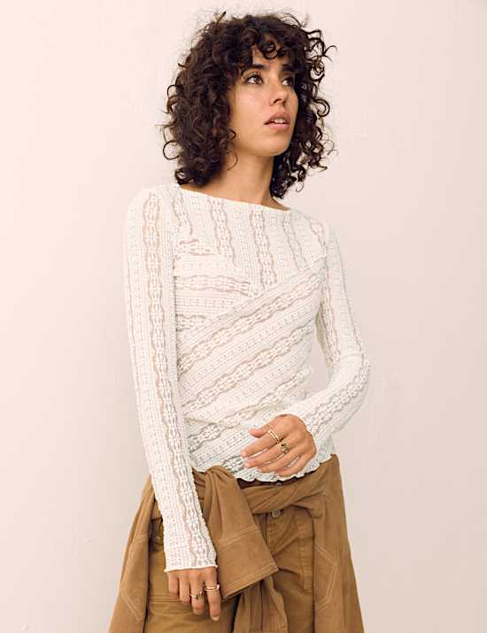 Jersey Floral Lace Top