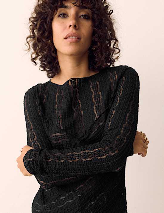 Jersey Floral Lace Top