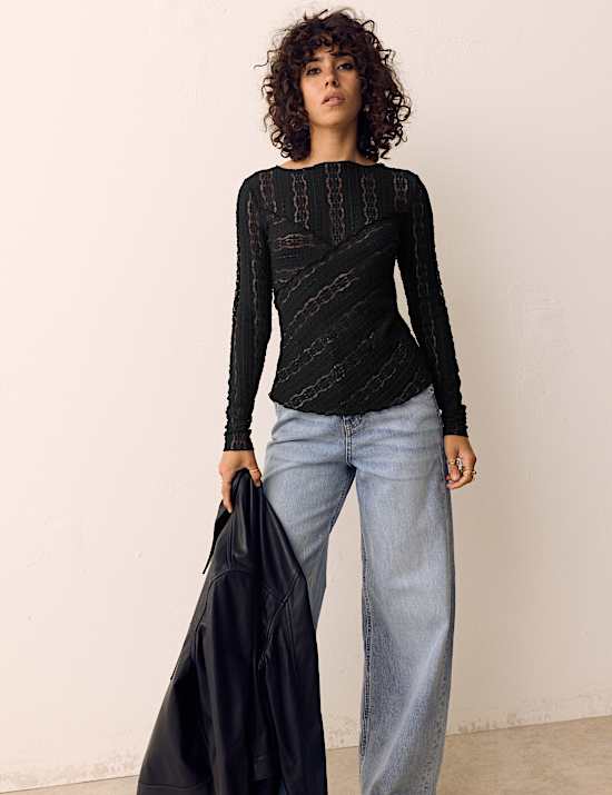 Jersey Floral Lace Top
