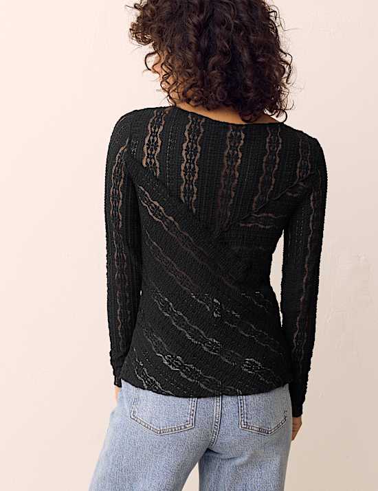 Jersey Floral Lace Top