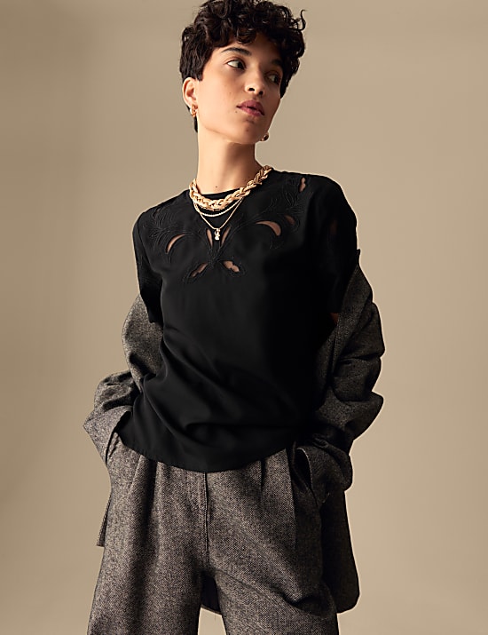 Cotton Rich Embroidered Crew Neck T-Shirt