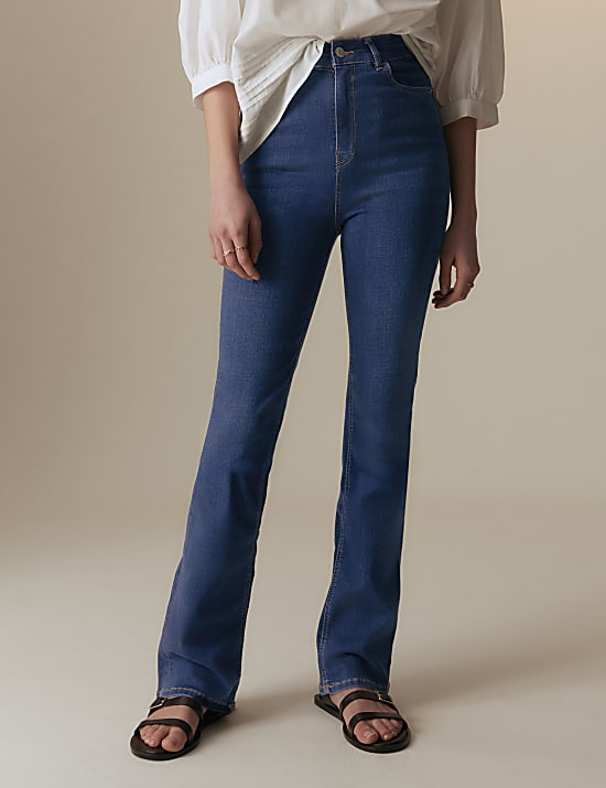 Lyocell Rich High Waisted Slim Flare Jeans