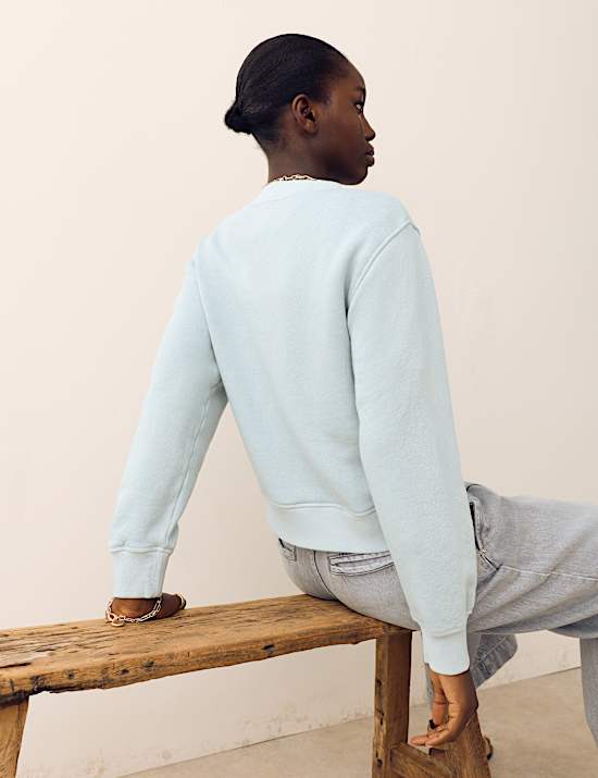 Sweat-shirt en coton teint en pi&egrave;ce