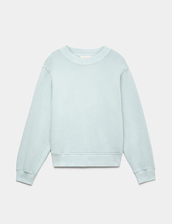 Sweat-shirt en coton teint en pi&egrave;ce