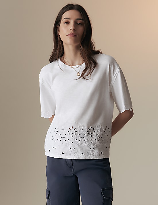 Pure Cotton Broderie T-Shirt