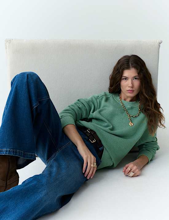 Cotton Rich Relaxed Fit Garment Dye Sweatshirt