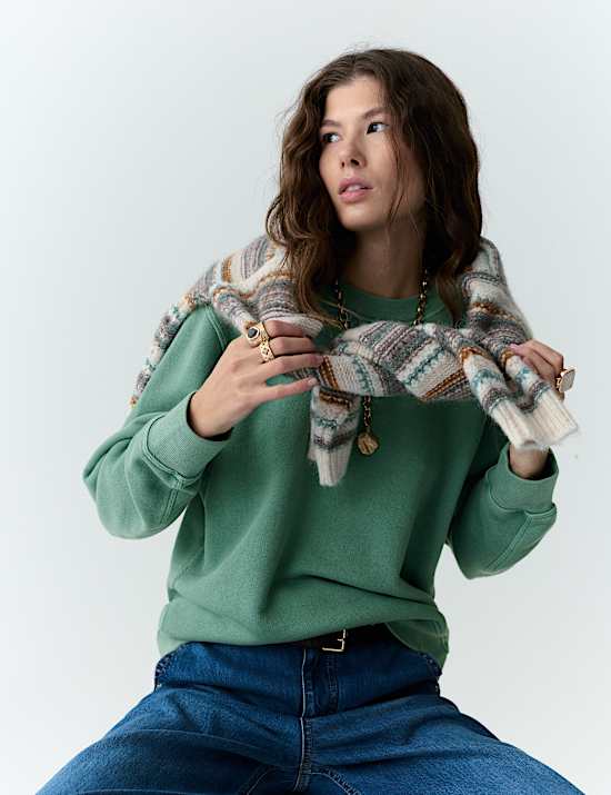 Cotton Rich Relaxed Fit Garment Dye Sweatshirt