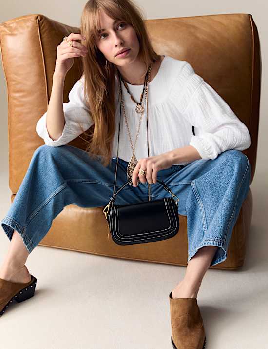 Pure Cotton Blouson Sleeve Popover Blouse