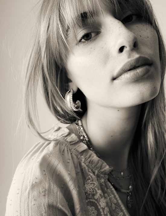 Pure Cotton Embroidered Popover Blouse