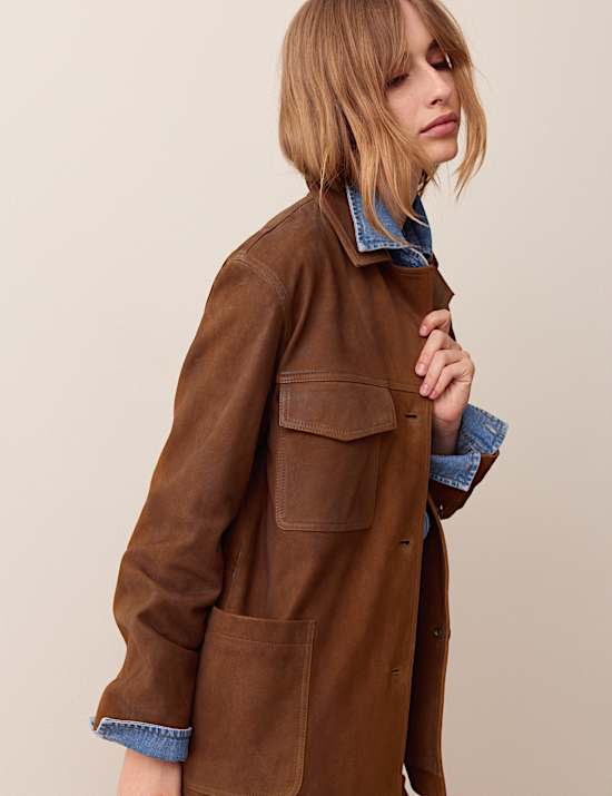 Suede Longline Utility Shacket