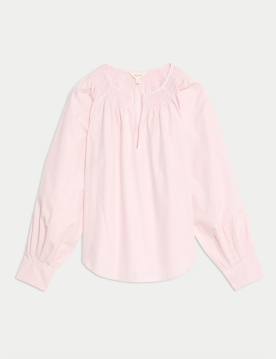 Blouse 100 % coton &agrave; motif nervur&eacute;