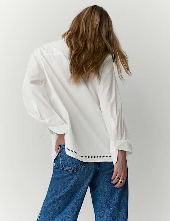 Pure Cotton Floral Embroidered Shirt