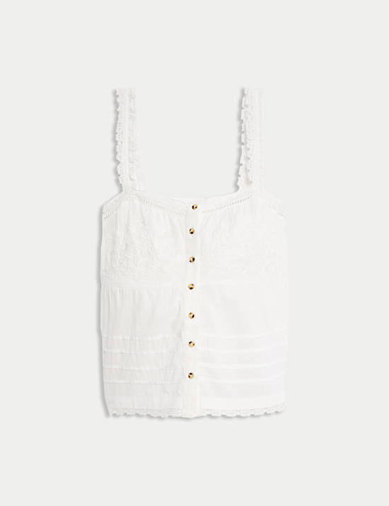 Pure Cotton Embroidered Cami Top