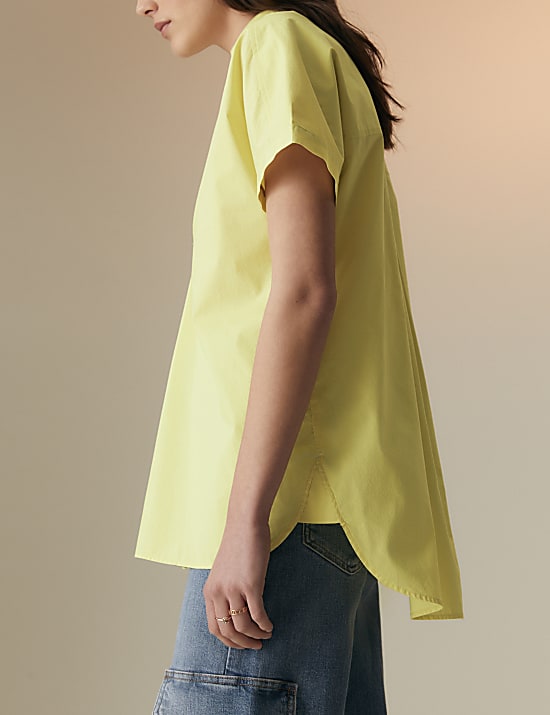 Blus Gombrang Hiasan Renda Model Kerah Katun Murni