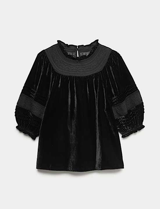 Bluse mit Blumenstickerei