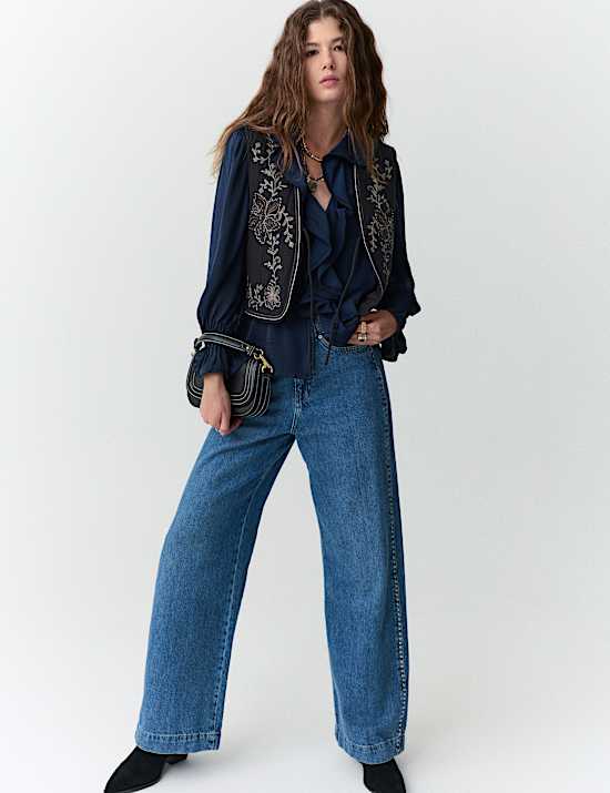 V-Neck Ruffle Pintuck Blouse