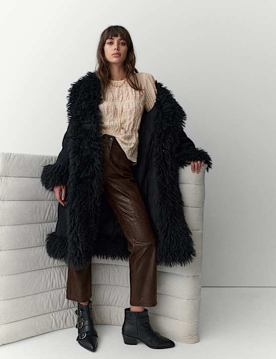 Crinkle Metallic Shirred Blouse