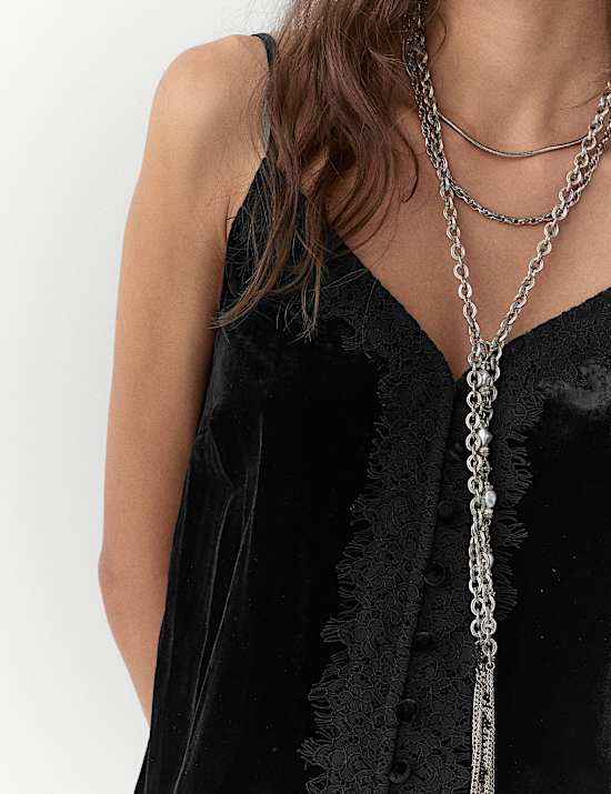 Velvet Lace Appliqué Cami Top
