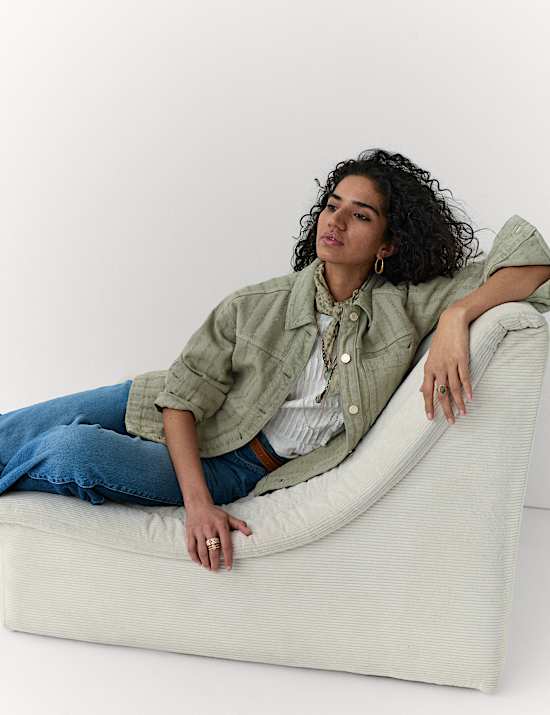 Pure Cotton Textured Denim Shirt