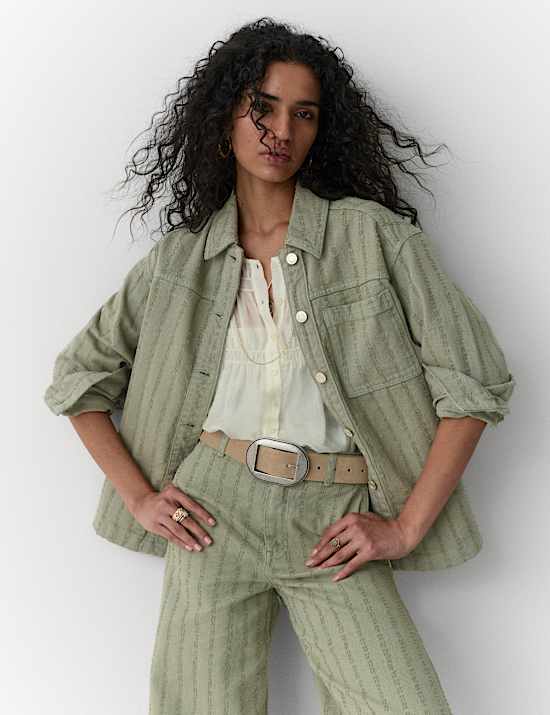 Pure Cotton Textured Denim Shirt