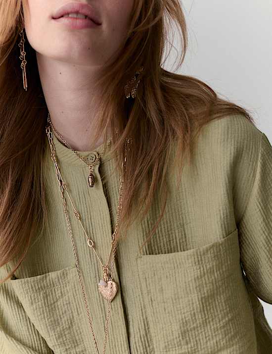 Lyocell Textured Collarless Utility Shirt