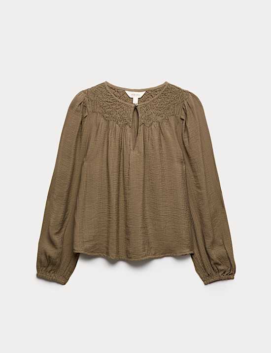 Double Cloth Smocked Blouse