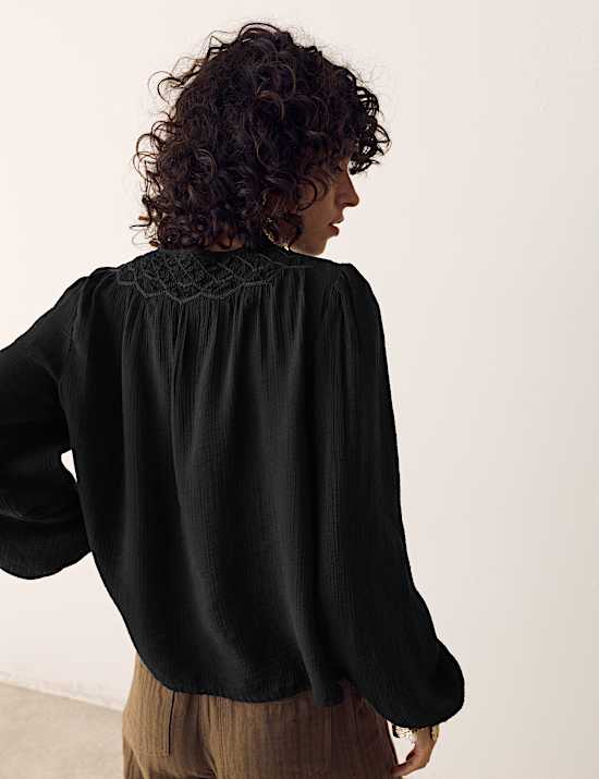 Double Cloth Smocked Blouse