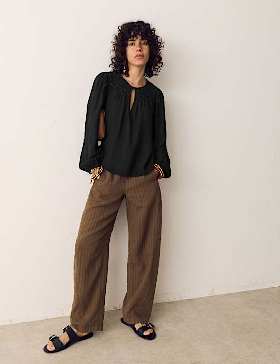 Double Cloth Smocked Blouse