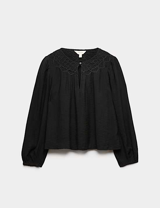 Double Cloth Smocked Blouse