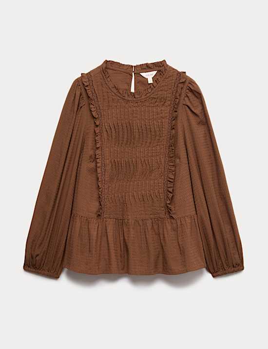 Pure Cotton Pleat Front Blouse