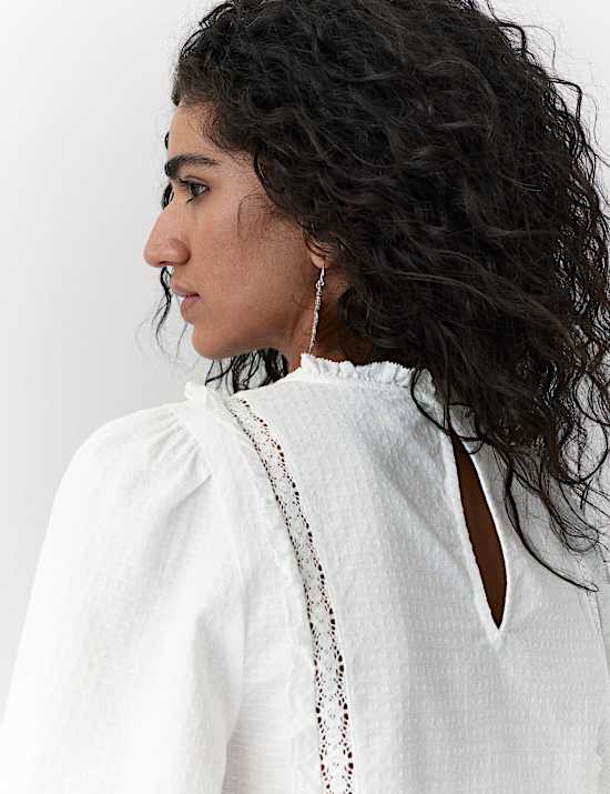 Pure Cotton Pleat Front Blouse