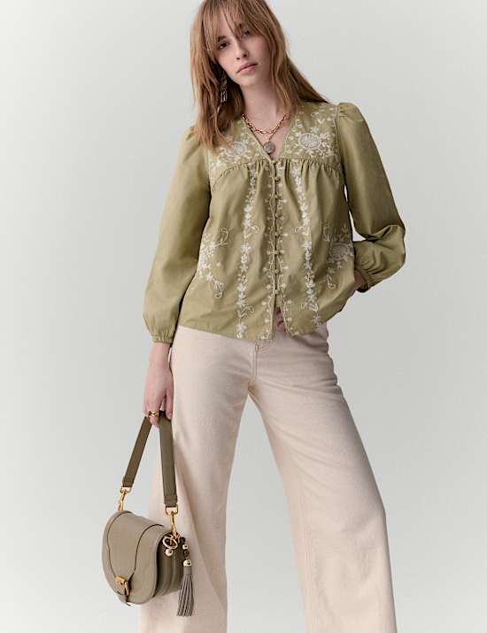 Chemisier 100 % coton brod&eacute;