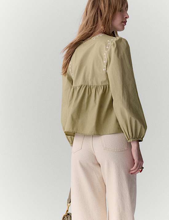 Chemisier 100 % coton brod&eacute;