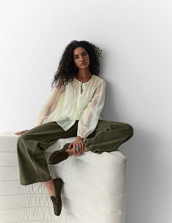 Lyocell Rich Pintuck Textured Blouse