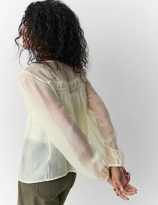 Lyocell Rich Pintuck Textured Blouse