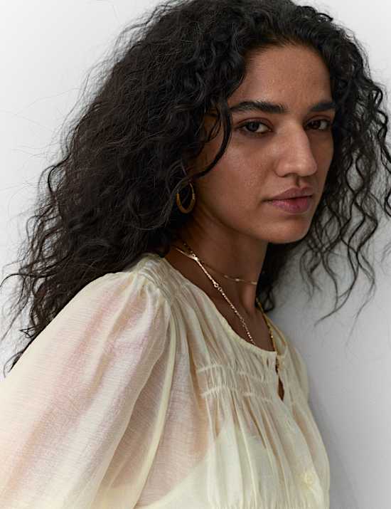 Lyocell Rich Pintuck Textured Blouse