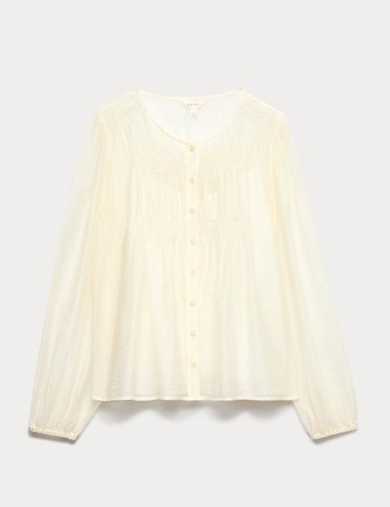 Lyocell Rich Pintuck Textured Blouse