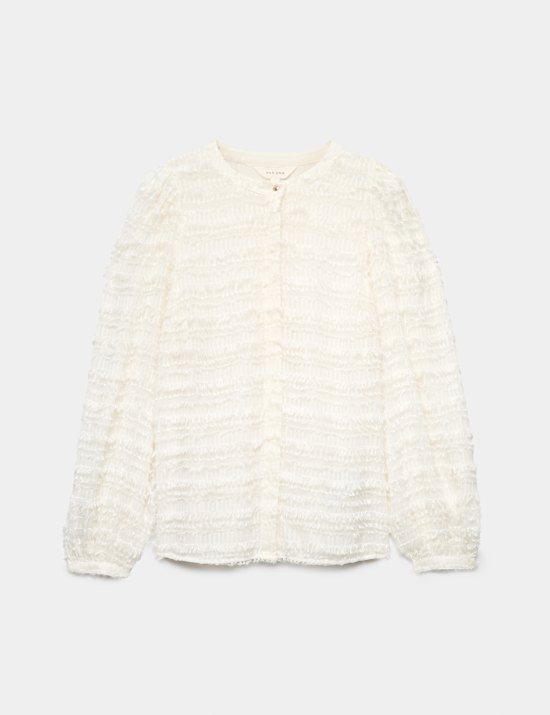 Textured Tufted Button Through Blouse
