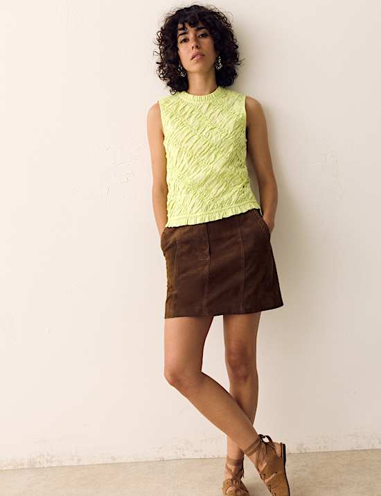 Pure Cotton Shirred Sleeveless Top