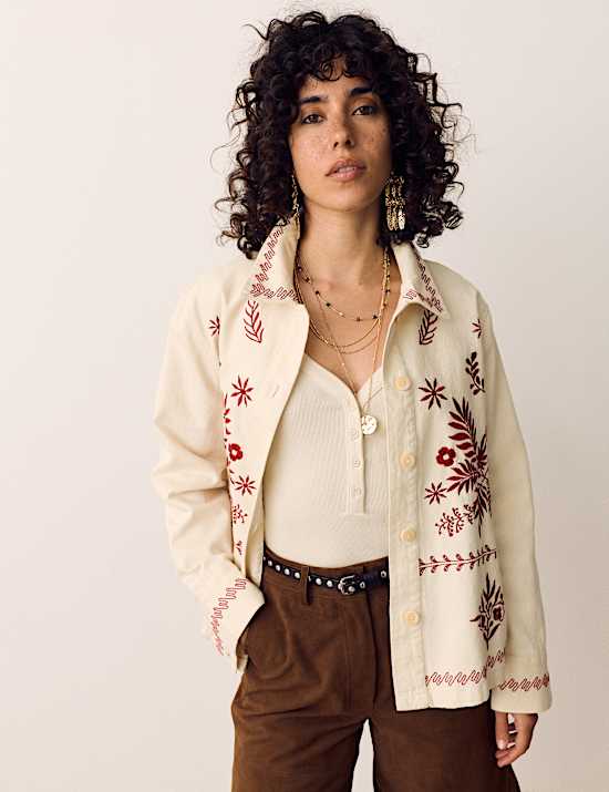 Pure Cotton Embroidered Overshirt