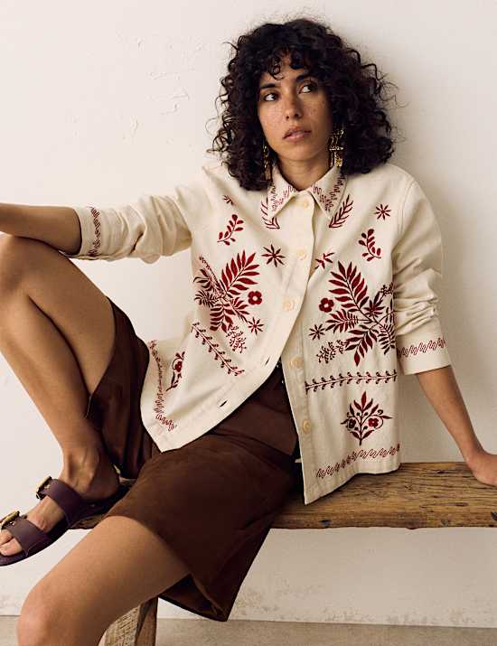 Pure Cotton Embroidered Overshirt