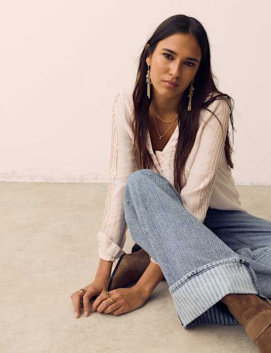 Textured V-Neck Blouse