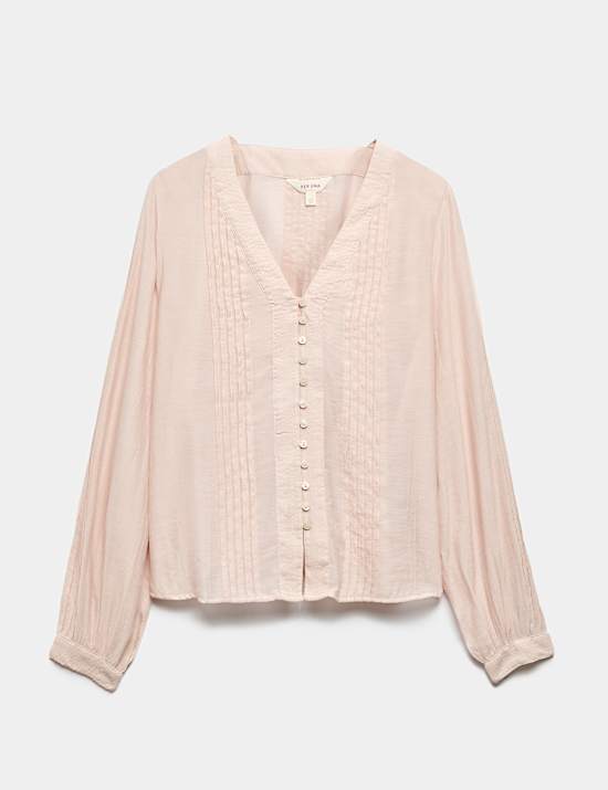 Textured V-Neck Blouse