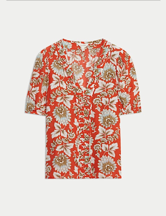 Printed Gathered Blouse