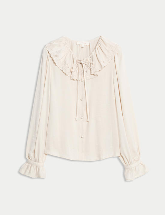 Satin Peter Pan Collar Tie Detail Blouse