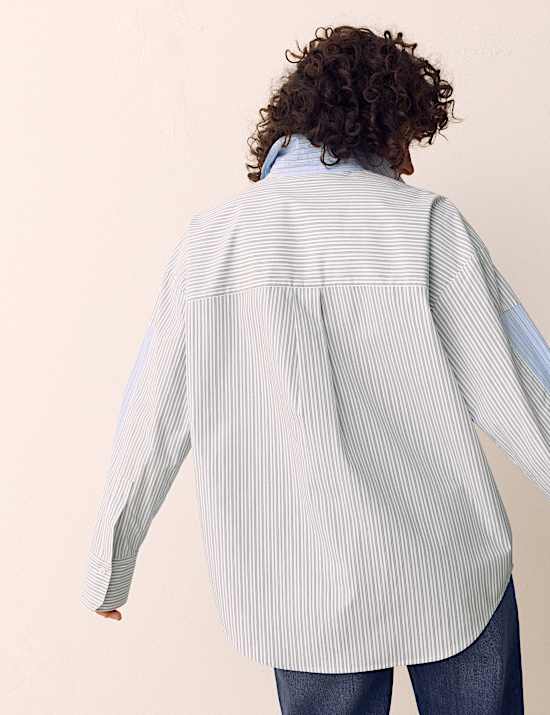 Pure Cotton Striped Oversized Shirt