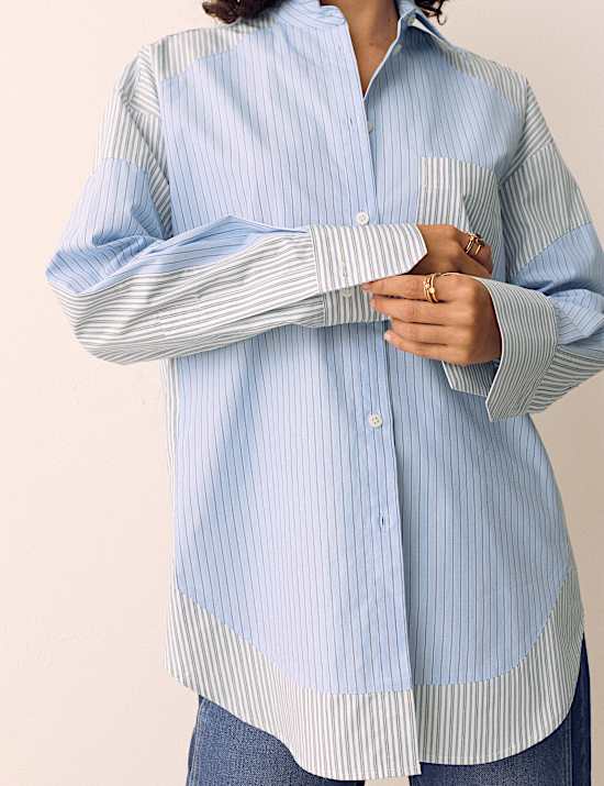 Pure Cotton Striped Oversized Shirt