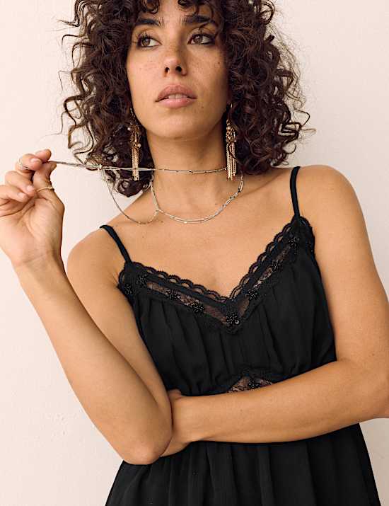 Lace Frill Detail Cami Top